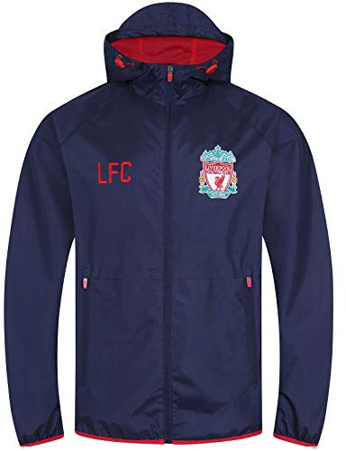Liverpool FC officiel - Coupe-vent/Imperméable thème football - homme - bleu marine/capuche à visière - Medium