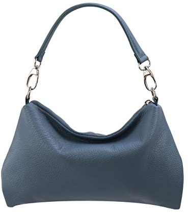 SH Leder Echtleder Umhängetasche mittelgroße schultertasche Abendtasche Clutch Crossbody Bag Messenger Handtasche mit Reißverschluss 33x20cm Lovelin G393 (Jeans Blau)