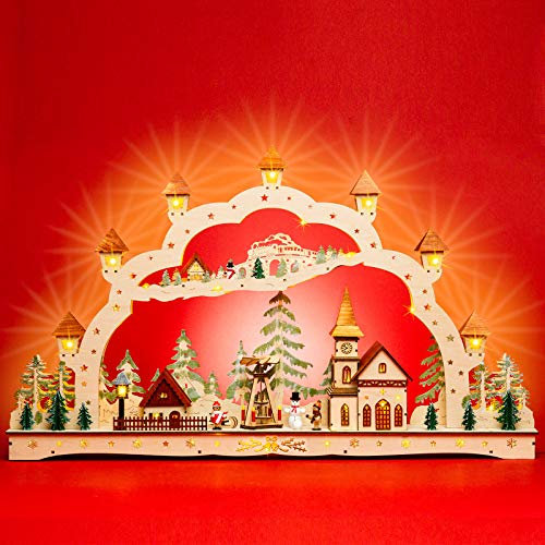 SIKORA LB90 wundervoller XXXL Holz LED Schwibbogen Weihnachtsdorf L ca. 78 cm