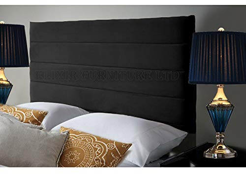 Elixir Furniture Khul Headboard for Divan Beds Furniture Bedrooms Plush Velvet (Black, King Size 5 FEET, Height 36 INCHES)