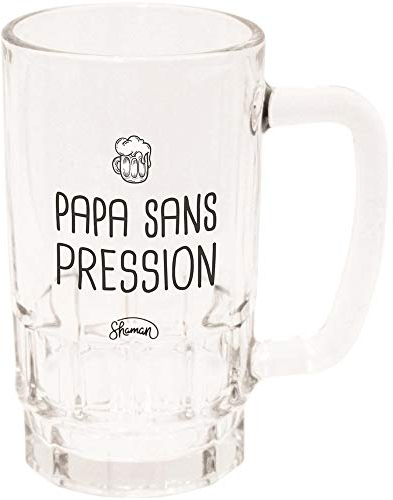 Le Fabuleux Shaman 40-1X-016 Chope à bière Papa sans Pression Transparent et Noir Verre D12 x H15 cm