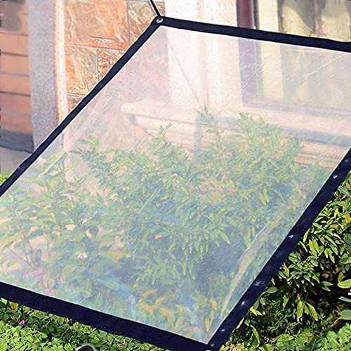 Clear Waterproof Tarpaulin with Eyelets & Lanyard, Tarpaulin Garden Tarp Film, Outdoor Transparent Plant Protector Cover, Greenhouse Cover Plant Canopy Sheet, Rain Curtains for Opening Car Pergola