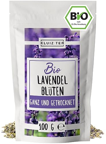Bio Lavendelblüten getrocknet 100 Gramm - Lavendel Tee I 100% natürlich aus Biologischem Anbau by KLUIZ TEA
