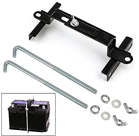 Adjustable Battery Hold Down, Universal Battery Adjustable Crossbar with L Bolt Battery Hold Down Holder for Car SUV (Bolt Length 24cm/9.45inches)
