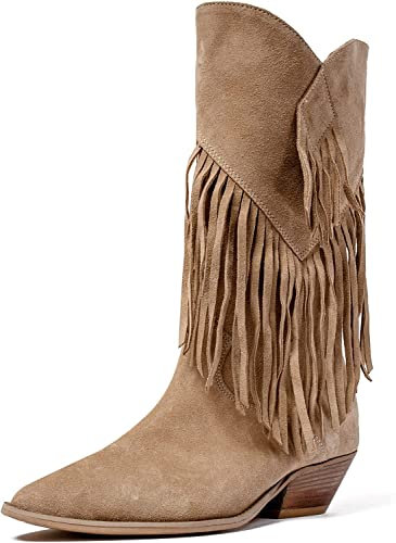 L37 HANDMADE SHOES Stivaletti da Cowboy, Scamosciata, Fodera in Pelle, Scarpe Fatte a Mano, Super Freak I, Western Boot Donna, Marrone, 38 EU