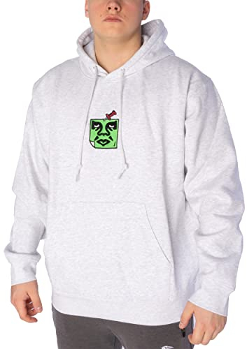 Obey Pin Face Hoodie Herren Kapuzenpullover (L, ash)
