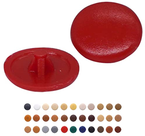 (Pack of 50 pcs) Pozi Screw Cover Caps 12 mm Diameter, Pozidriv Head Clip On Plastic Covers, Furniture Decorative Cap (50, Red S26)