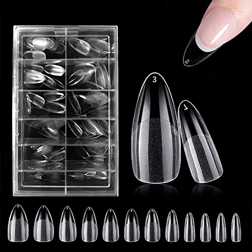 240 PC 10 Tailles Pose Américaine Ongles Capsules Faux Ongles et Capsules Différentes Capsule Ongles Acrylique pour Nail Art Long Artificiel Ongles Transparente pour Salons de Manucure