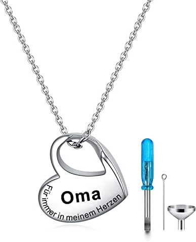 AITENME Urnen kette für Asche Herz Memorial Feuerbestattung Schmuck Asche Andenken Anhänger Halskette für Oma mit Trichterfüller Kit
