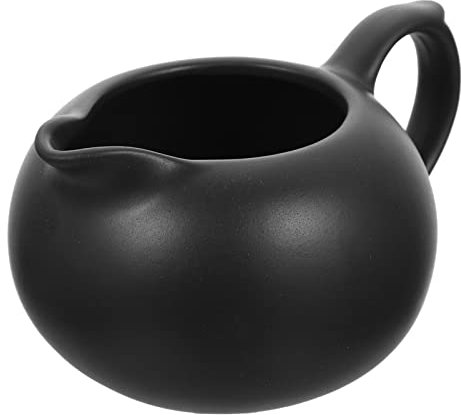 DOITOOL Black Ceramic Milk Jug - Small Gravy Jug Creamer Pitcher for Latte Art, Coffee, Tea