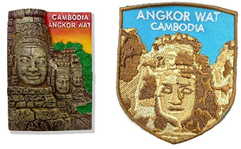 A-ONE Angkor Wat World Heritage Site Sunset Camboya - Imán 3D para nevera, 1 unidad, parche con aplique de Nokor Wat Landmark 1 pieza, imán para nevera, parche adhesivo para camisa, regalo de viaje de
