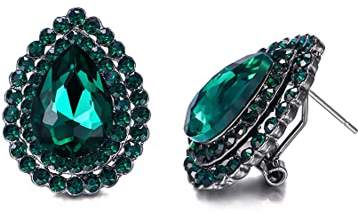 EVER FAITH Damen Tropfen Ohrstecker österreichischen Kristall elegante Wassertropfen Strass Ohrringe Schmuck für Prom Grün Schwarz-Tone