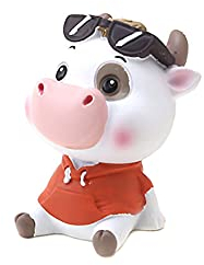 ikasus Niedliche Kuhspielzeug-Auto-Ornamente, schöne Kuh-Auto-Armaturenbrett-Dekoration, Wackelkopf, Auto-Puppe, Schreibtisch-Spielzeugpuppen, Auto-Innenzubehör, Küche, Bürodekoration