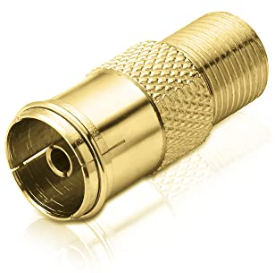 conecto Antennen-Adapter, F-Buchse auf IEC-Koax-Buchse, Adapter zum Verbinden von IEC-Anschlüssen mit Sat-Anschlüssen, SA-CC50835, 1er Set