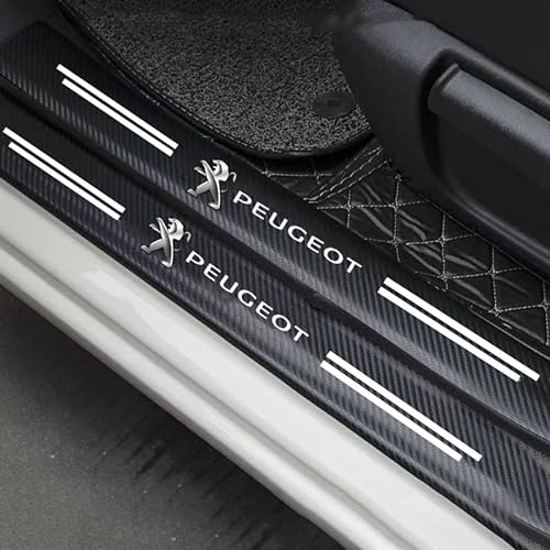 Leenax Enterprises 4 pcs Carbone Fibre Plinthes SeuilsProtecteur, pour Peugeot 206 308 307 207 208 3008 407 508 Anti-Dirty Anti-dérapantes RéSistant Aux Rayures Autocollant