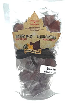 Bonbons durs au sirop d'érable du Québec - Réalisé avec du pur sirop d'érable - Sachet de 30 unités - Les Trésors d'érable