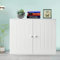 AUTOFU Wall Cabinet for Kitchen Bathroom, Storage Cabinet Unit with Double Doors, Wall Mounted Storage Cupboard Shelf, Freestanding/Hanging Storage Unit Wooden White Waterproof