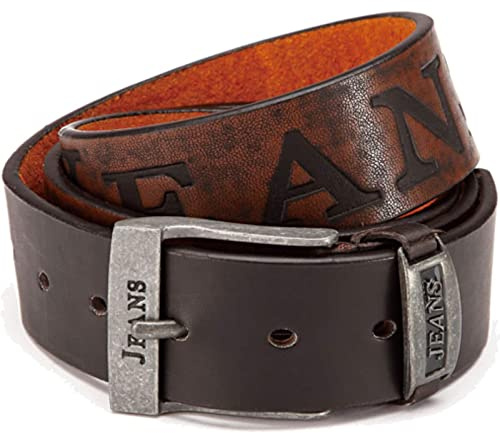 BEZLIT Herren Gürtel 4 cm breit – Jeansgürtel Leder mit PU-Beschichtung, Vintage Dornschließe im Used-Look, JEANS Schriftzug, robust & kürzbar (verschraubt)