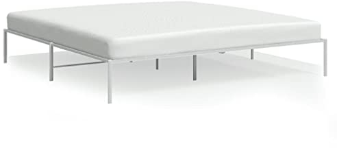 vidaXL Bettgestell, Bett Doppelbett Metallkonstruktion, Metallbett für Schlafzimmer, Bettrahmen mit Lattenrost, Metall Weiß 180x200cm