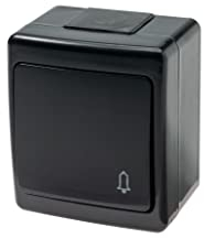 Klingel Aufputzschalter Klingelschalter IP44 16A/250V Schuko Aufputz Feuchtraum Schwarz