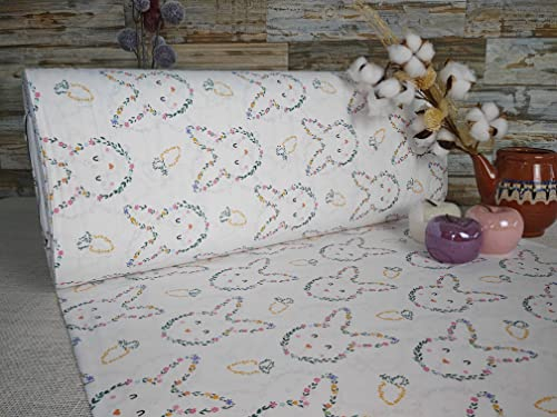 240cm Breit Meterware ab 50cm Popeline Baumwolle Stoff Baumwollstoff Osternstoffe Osterhase Stoffe Ostern Eier Bastelstoff Kaninchen ÖKO-TEX VP0O004 (Muster)