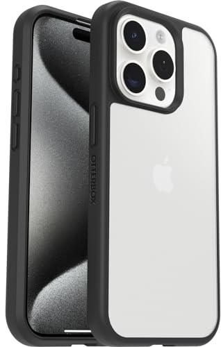 OtterBox Sleek Series Case for iPhone 15 Pro, Shockproof, Drop proof, Ultra-Slim, Protective Thin Case, Tested to Military Standard, Clear/Black, No Retail Packaging