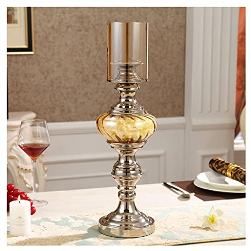 Kerzenhalterhalter Neoklassical Candle Holder Wohnzimmer Haus Kerzenhalter Dekoration Metallglas Esstisch Kerzenhalter Dekoration Kandelaber (Size : B)