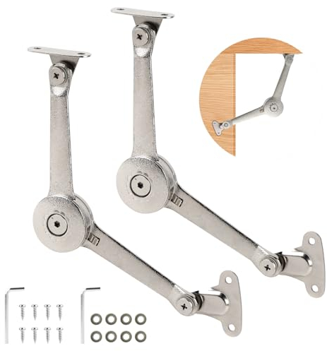 LALAGO 2 bisagras de soporte para tapa, soporte de 180°, herraje de solapa, bisagra plegable con tornillos y llave Allen para puerta de cocina, armario