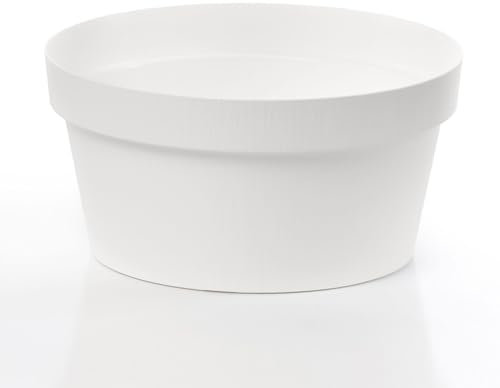 Euro3Plast 3193.03 ROK Bac à fleurs, rond, en plastique recyclé, pour l'intérieur et l'extérieur, blanc, 25 cm, blanc