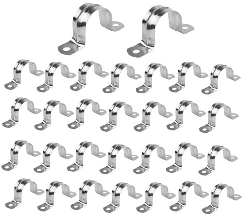 Leliafleury 30pcs 16mm Pipe Strap Clamps 304 Stainless Steel Pipe Clips Saddle Clips for Gas Water Tube Hose
