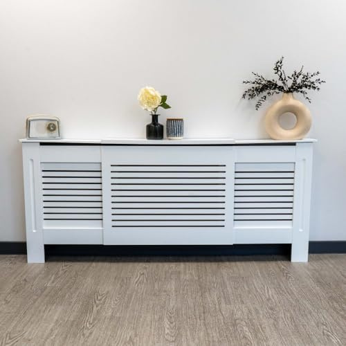 Airwave Radiator Cover Horizontal Line Style Painted MDF White Radiator Heating Cover (Adjustable)
