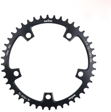 KTKEET 110/130 BCD Plato 36/38/40/42/44/46/48/50/52/54/56/58/60T 5 tornillos redondos estrechos anchos para bicicleta de carretera de 9/10/11 velocidades bicicleta plegable (130BCD 38T)