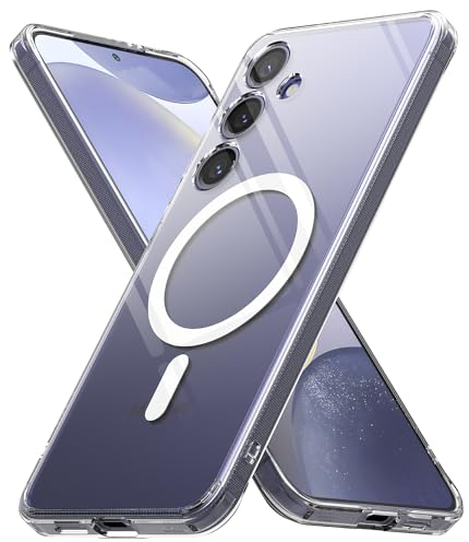 Ringke Fusion Magnetic Kompatibel mit Samsung Galaxy S24 Hülle, Kratzfest Hart PC + Weich TPU Anti-Gelb Transparente Handyhülle für Magnetisches Laden - Clear