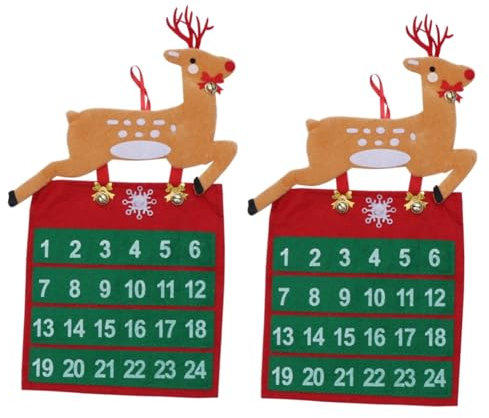 MAGICLULU 2stücke Adorabler Elch Mit -design Gewebtem Material Weihnachtsdeko Aufhängen Countdown-kalender Für Festliche
