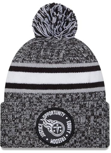 New Era Herren NFL 2023 Inspire Change Cuffed Knit Hat mit Bommel, Tennessee Titans, Heather Black, Einheitsgröße