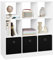 WOLTU Bookcase, White Book Shelf with 9 Cubes, Engineered Wood Storage Units with 3 Non-woven Fabric Drawers, Display Furniture for Bedroom, Living Room, Office, 80x30x86.5cm, SK041ws