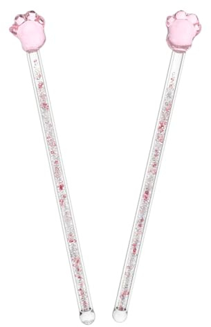 ABOOFAN Creative Glass Stirring Rods 7.28 Inch Glass Swizzle Sticks with Anti-Skid Design for Cocktails Coffee Juice Mixing Bar Tool