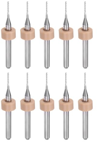 QUARKZMAN 10 Stück Hartmetallfräser 0.8mm Schaft mit Zentrierring , 6-Flöten CNC Fräser für Edelstahl, Verbundwerkstoffe und Legierungen, Silber