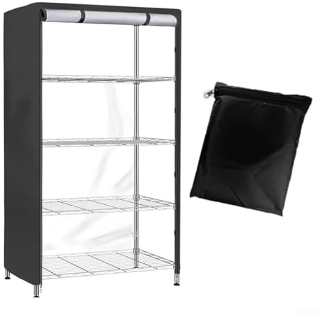 Lioaeust Regalabdeckung, Schutzhülle für Möbel, Staubschutzhülle für Offenes Regals Mit Reißverschluss für Lagerregale, 91.4x45.7x182.9cm, Wasserschutz, Schwarz (kein Rack)
