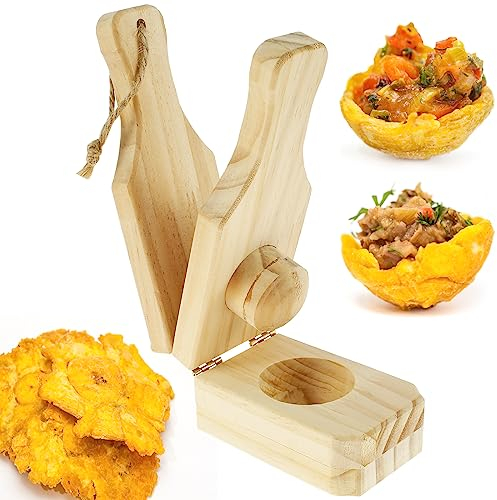 2 en 1 Presse-Plantains Réutilisable de, Presse à Bananes En Bois avec Lanière Suspendue, 16*6*6cm, Presse à Bananes Plantain en Bois, Presse-Purée pour Bananes Frites pour la Maison et la Cuisine