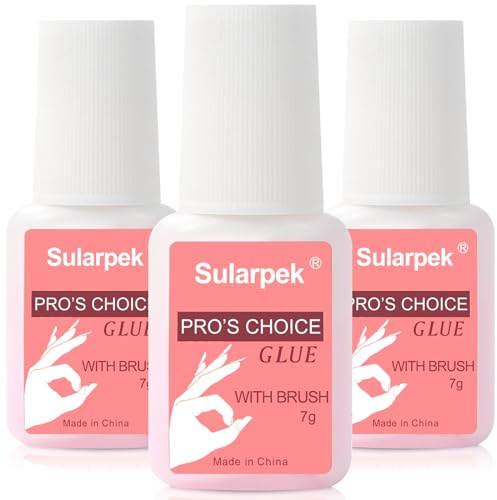 Sularpek 3 Pcs Colle Faux Ongles, 7ml Colle Ongle Avec Pinceau, Colle Faux Ongles Extra Forte, Colle à Ongles, Nail Glue, Colle Capsule pour, Réparer et Allonger Les Ongles