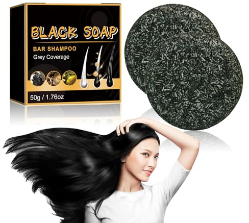 Tkekruh 2PC Grau Glanz Seife 50g, Natürliche Seife zur Entfernung Grauer Haare, Grau Glanz Haar Revitalisierungsbar, Festes Shampoo Fettiges Haar Reinigt und Gleicht, Shampoo Bar, Anti Grey Bar