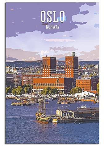 IFHSIGoe Metall-Blechschild Oslo Norwegen Blechschild Reise Vintage Kunst Wanddekoration Schild Home Küche Bar Terrasse Höhle Lustige Dekoration 30 x 43 cm