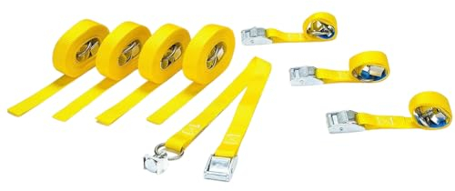 LOADCARE 4er Set Zweiteiliger Spanngurt mit Klemmschloss Befestigungsgurt Schnellspanngurt mit Fitting für Airlineschiene Zurrschiene 175daN (Länge 4000 mm)