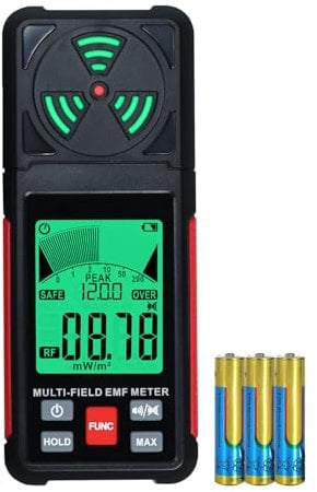 3-in-1 EMF ELF RF Messgerät, AC Elektrisch Magnetisches Strahlungsfeld Detektor Tragbares EMF Messgerät RF Detektor für EF/RF/MF/WiFi Signal/Mikrowelle, Emf Strahlungsmessgerät geeignet für Haus, Büro