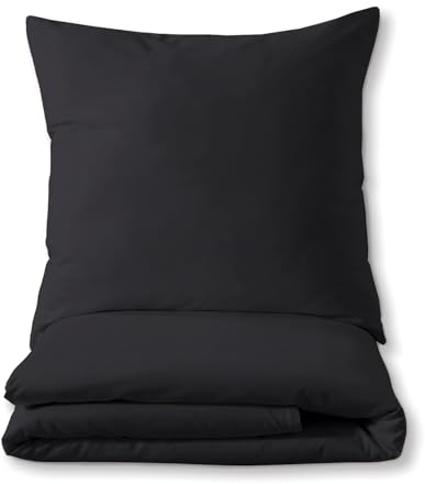 Luxuriöses Bettset aus Mako-Satin 100% Baumwolle 135x200 155x220 200x200 200x220, Größe:135 x 200 cm, Farbe :Schwarz