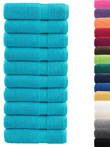 vidaXL Toallas de Ducha 10 uds 100% algodón Turquesa 70x140 cm 600 gsm, Toalla de baño, Toalla, Juego de Toallas de baño, Toallas de baño