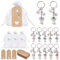 PYRUVAE 12 Set Portachiavi Angelo Bomboniere Matrimonio Angioletti Bomboniere Cresima Bomboniere Comunione Etichette Bigliettini + Ciondoli Cristalli + Sacchetti Organza (Stile 1)
