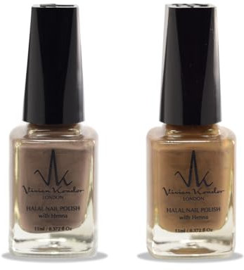 (2Pcs Set) Henna Infused Halal Nail Polish Water Permeable Nail Polish Wudhu friendly and Vegan Long lasting Shiny Nail polish (Jet Setter, Cairo)