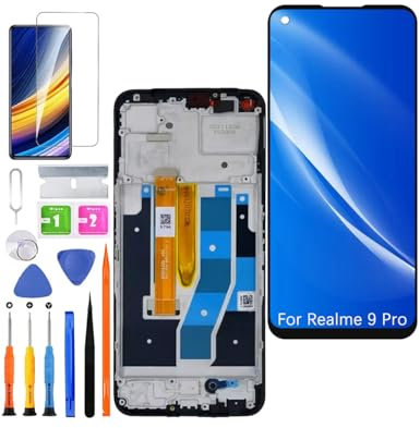 HLYGZX Pantalla de repuesto para pantalla LCD Realme 9 Pro, RMX3471 RMX3472, kit de piezas de reparación (negro con marco)
